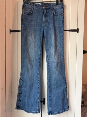 Anthropologie Pilcro Medium Blue Bootcut Jeans with Side Button Tabs